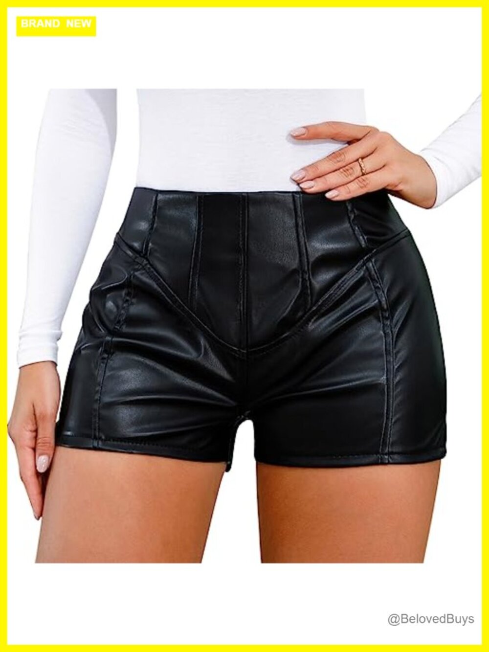 Women's High Waisted Faux Leather Club Party Shorts